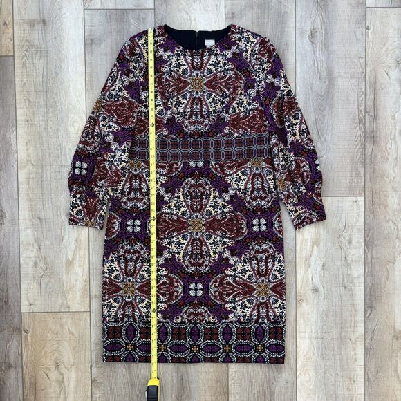 CHICO'S Womens Sz 3 (16/18) Multicolored Medallion Print Sheath Dress Lined Ikat - Picture 12 of 14